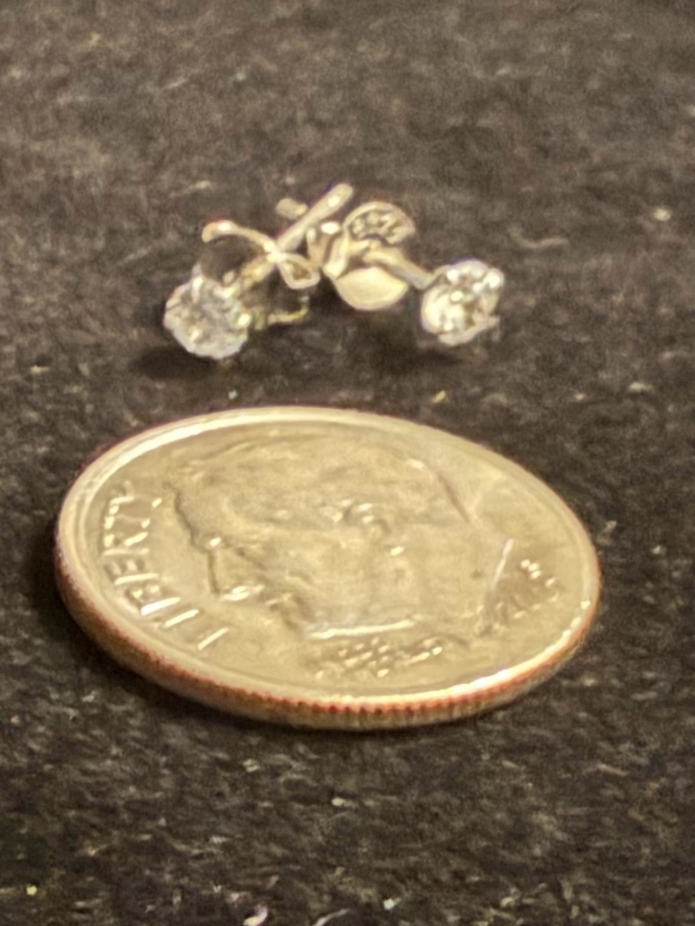 Vintage Silver Clear Crystal Stud Earrings